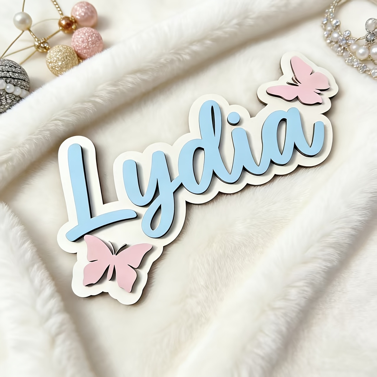 Home Decor Pinterest - Personalized Blue & Pink Butterfly Name