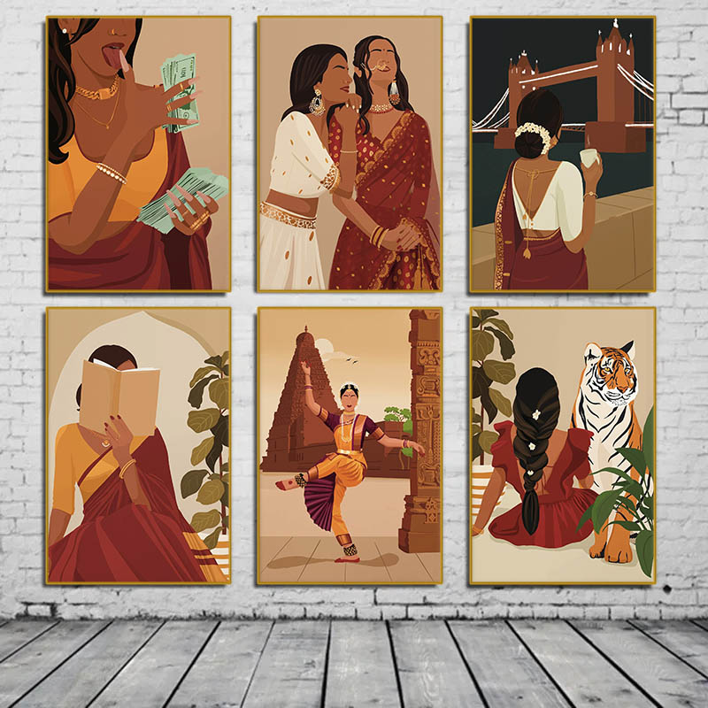 Home Decor Catalog - Indian Woman in Saree Reading Book