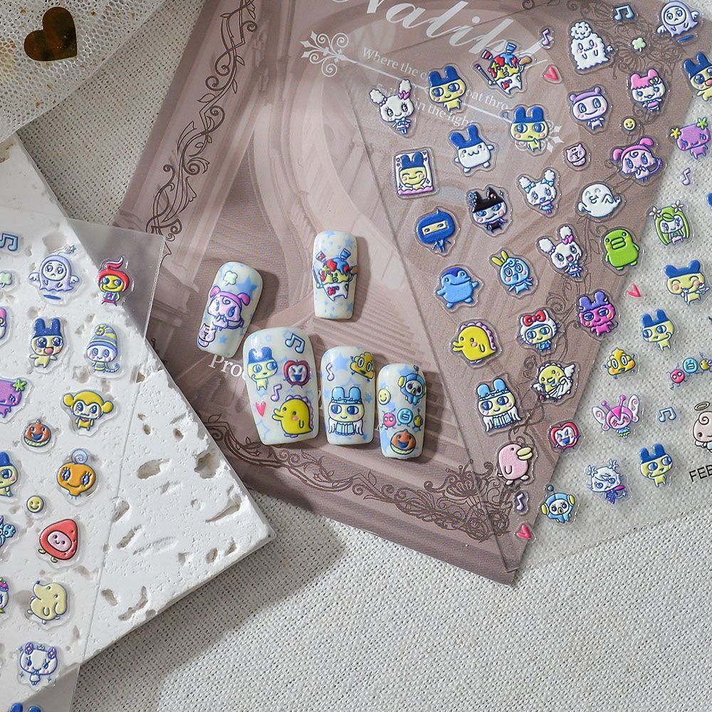 Home Decor Unique Items - Tamagotchi Cartoon 3D Embossed Relief Nail