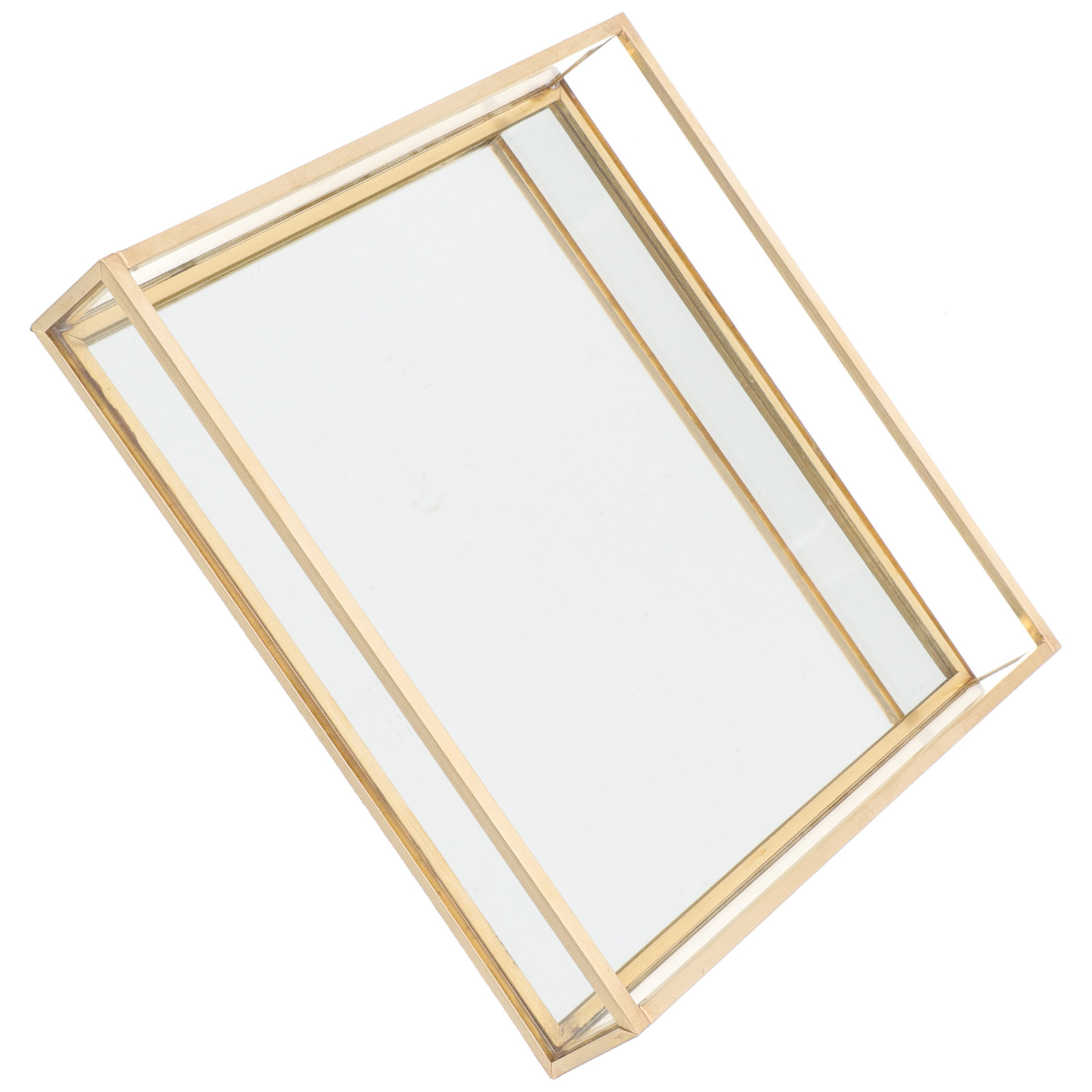 Home Decor Organizer - Yellow Brass Frame Decorative Glass Vanity