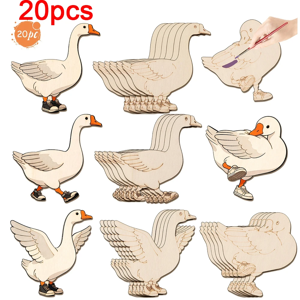 Home Decor Diy - 20pcs Unfinished Wooden Craft Set 4-Types