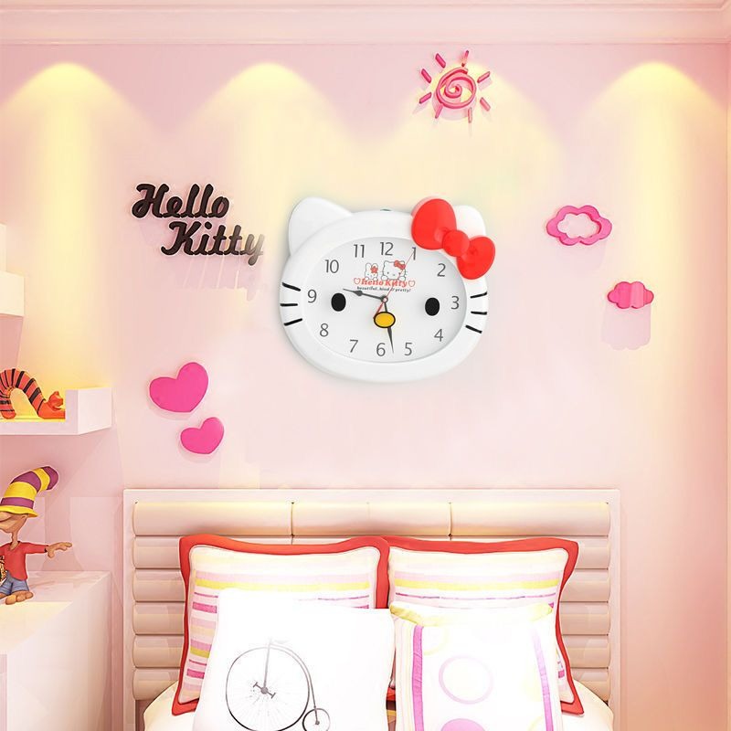 Cute Sanrio HelloKitty Silent  - Wall Clock Silent ulasan dan harga