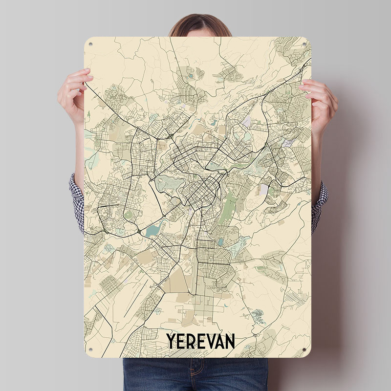 Yerevan City Map Tinplate Post - Home Decor Yerevan ulasan dan harga
