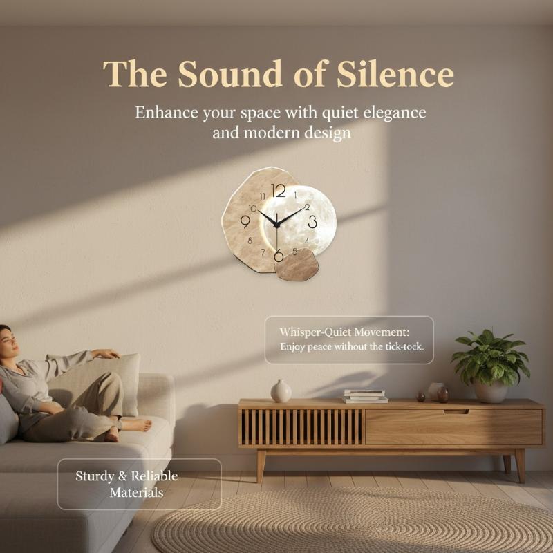 Minimalist Lunar Design Silent - Wall Clock Silent ulasan dan harga