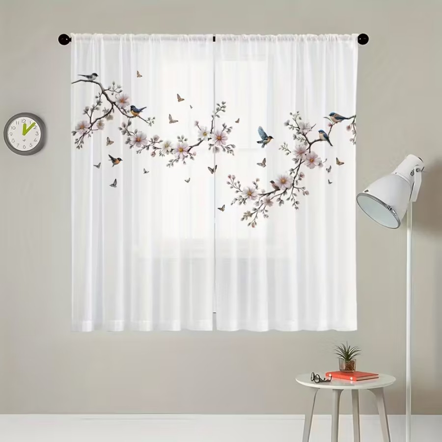 2PCS Digital Print Sheer Curta - Home Decor Wall Panels ulasan dan harga