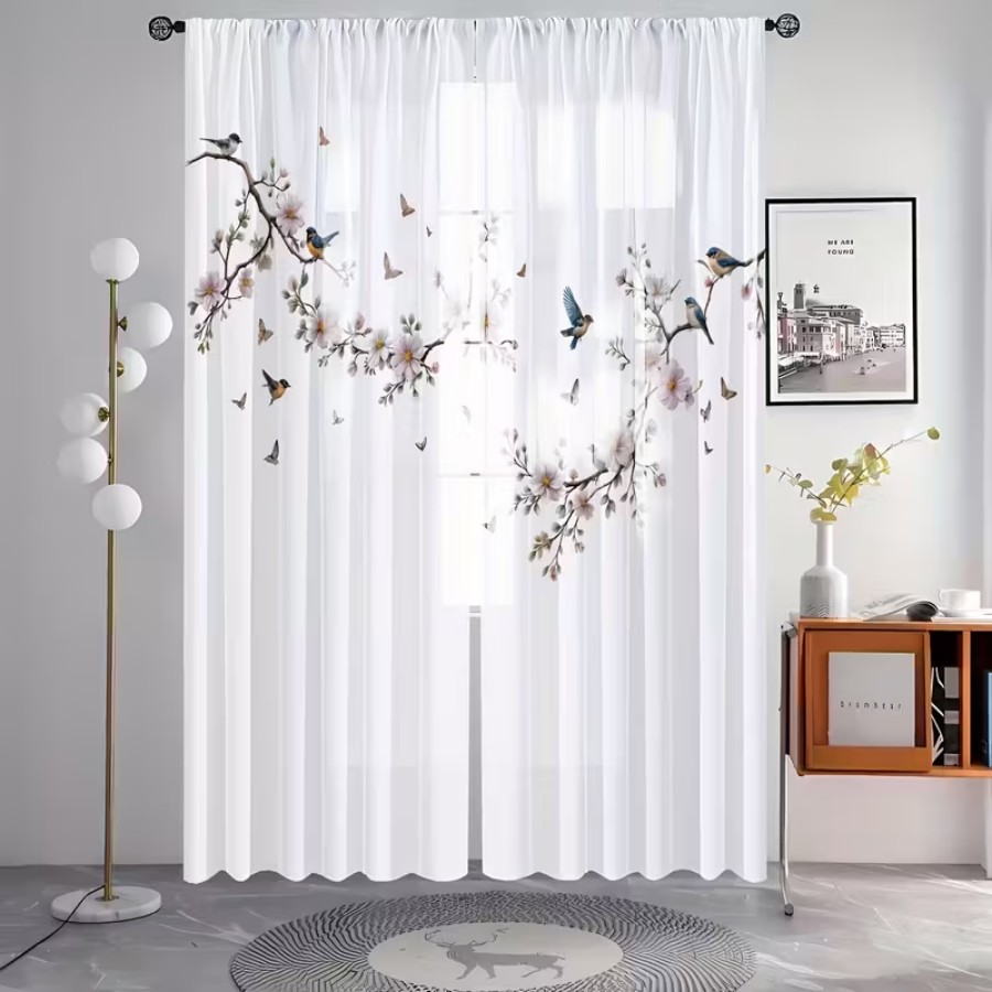 2PCS Digital Print Sheer Curta - Home Decor Wall Panels ulasan dan harga