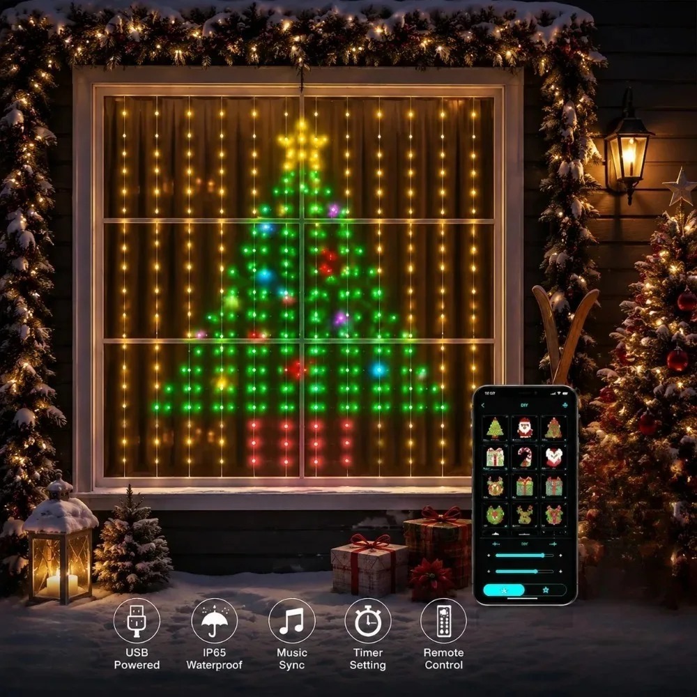LED Pixel Curtain Lights Bluet - Home Decor Curtains ulasan dan harga