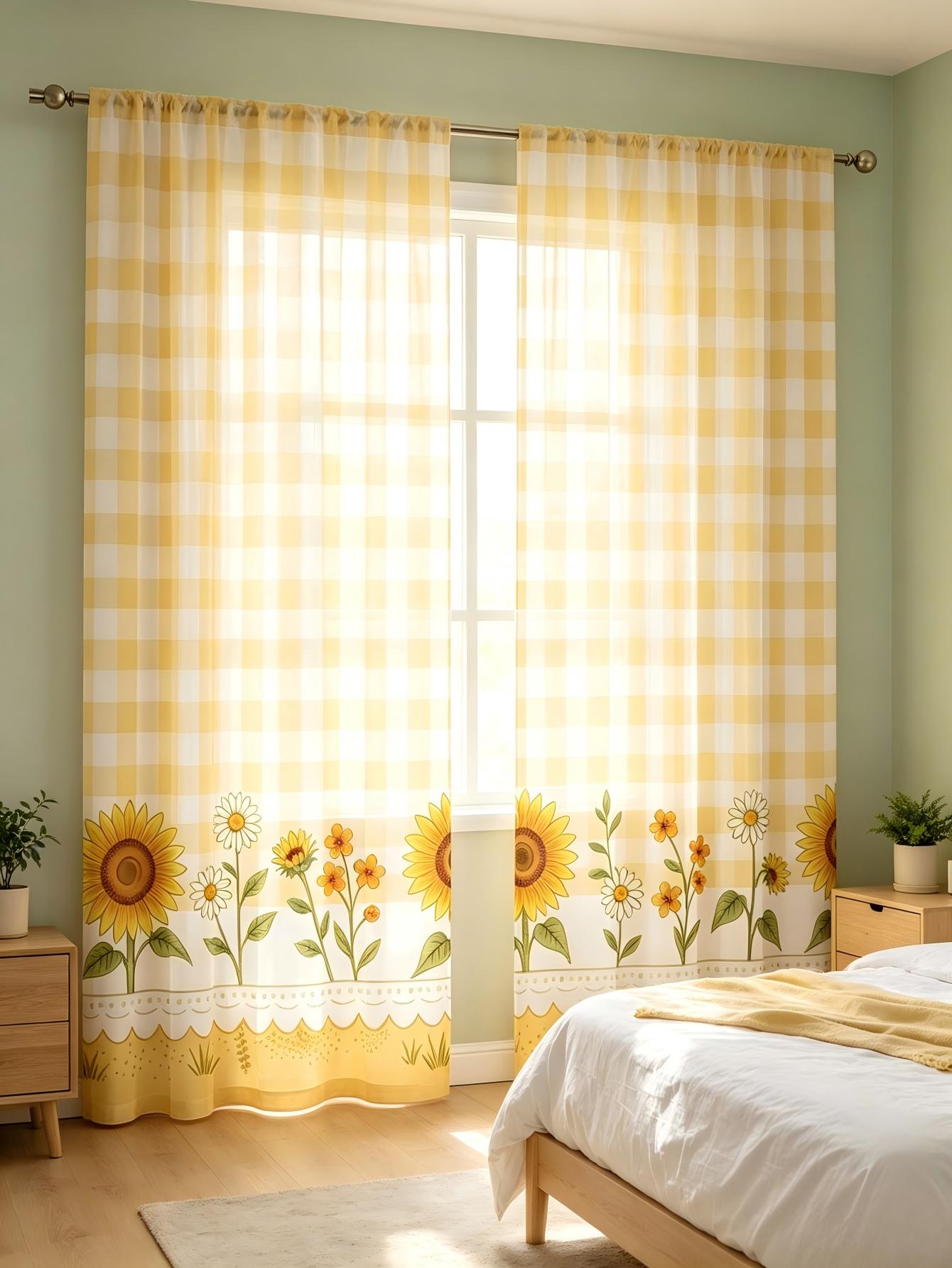2PCS Digital Print Sheer Curta - Home Decor Wall Panels ulasan dan harga