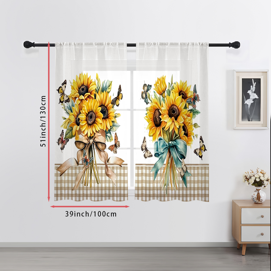 2PCS Digital Print Sheer Curta - Home Decor Wall Panels ulasan dan harga