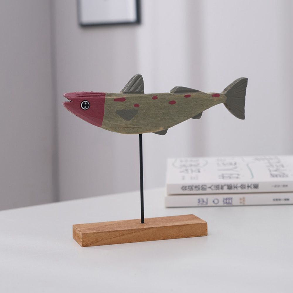 Colorful Wooden Fish Statue No - Home Decor Modern Organic ulasan dan harga