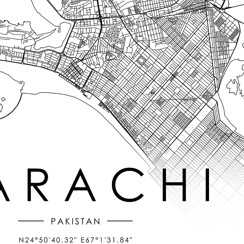 KARACHI City Map Poster ISLAMA - Home Decor Karachi ulasan dan harga