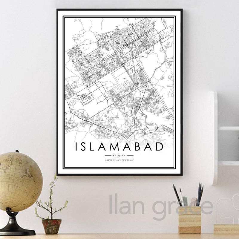 KARACHI City Map Poster ISLAMA - Home Decor Karachi ulasan dan harga