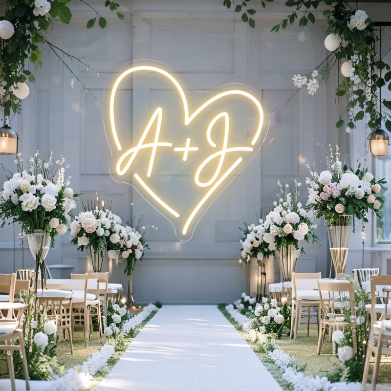 Custom Initials Heart LED Neon - Neon Sign Led Custom ulasan dan harga