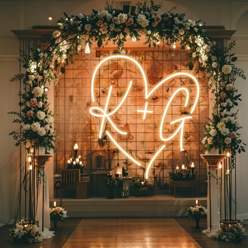 Custom Initials Heart LED Neon - Neon Sign Led Custom ulasan dan harga