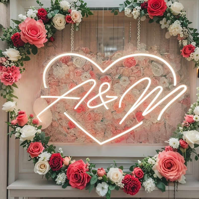 Custom Initials Heart LED Neon - Neon Sign Led Custom ulasan dan harga