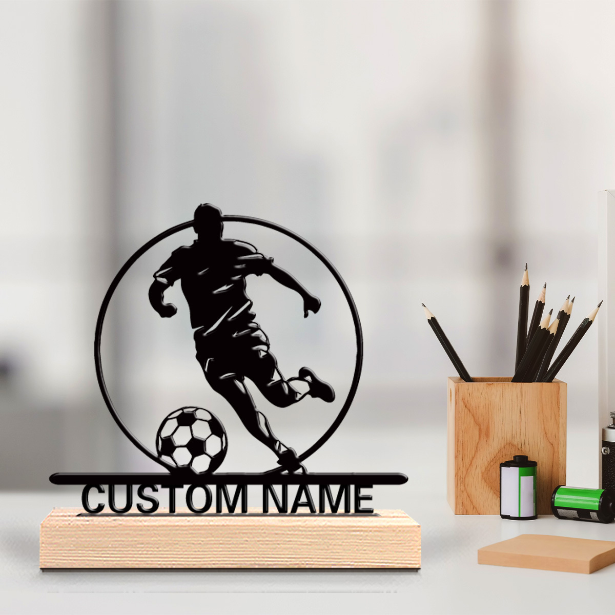 Custom Soccer Player Metal Sta - Home Decor Unique Items ulasan dan harga