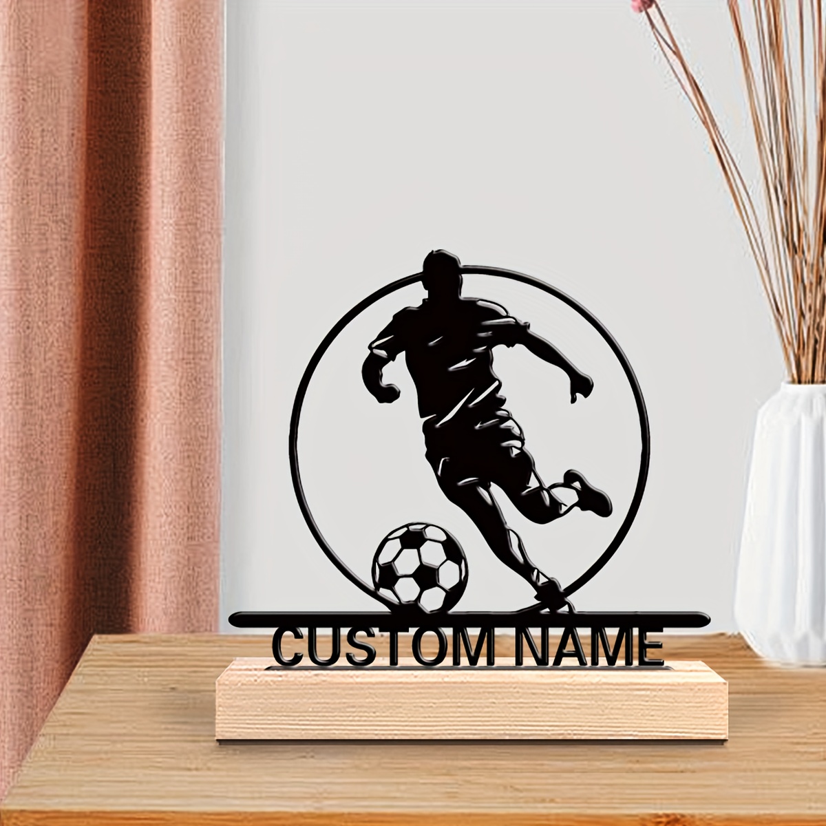 Custom Soccer Player Metal Sta - Home Decor Unique Items ulasan dan harga