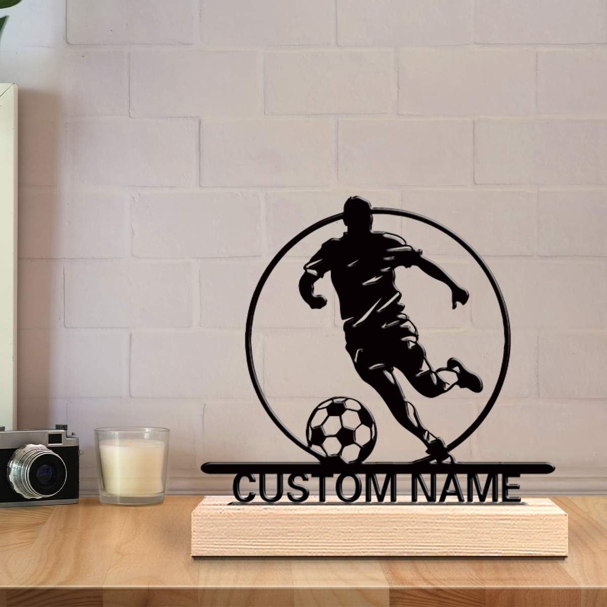 Custom Soccer Player Metal Sta - Home Decor Unique Items ulasan dan harga
