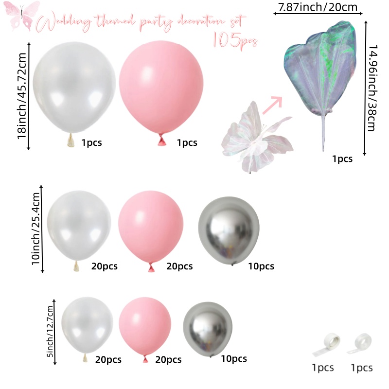 105Pcs Pink Wedding Balloon Ar - Home Decor Enthusiast ulasan dan harga