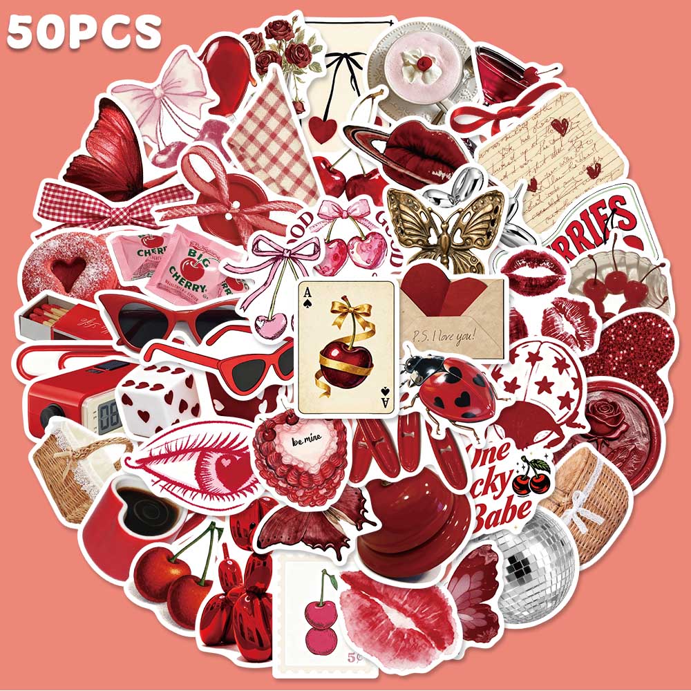 50pcs Cherry Coloured Graffiti - Home Decor Wall Panels ulasan dan harga