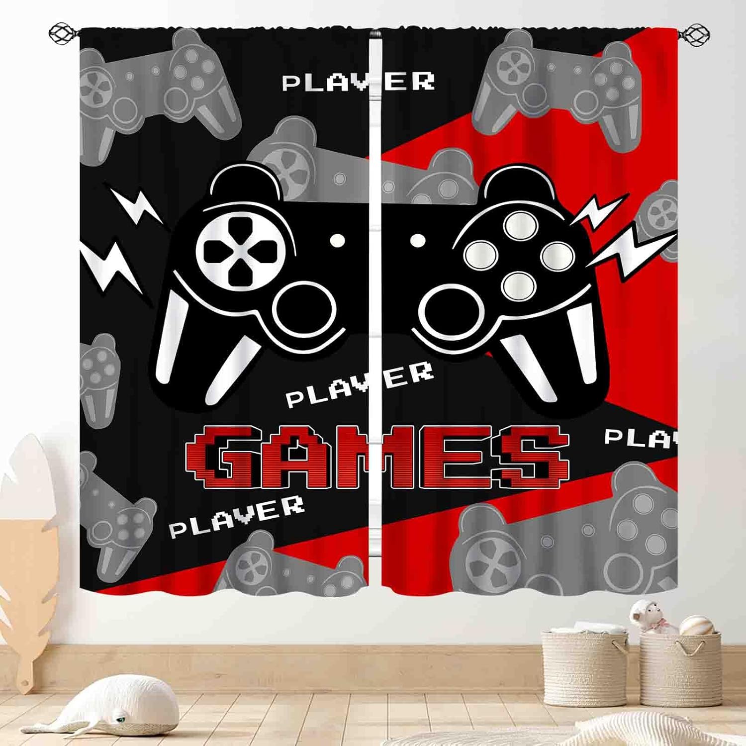 Black Red Gaming Curtains, Vid - Home Decor Youtube Videos ulasan dan harga