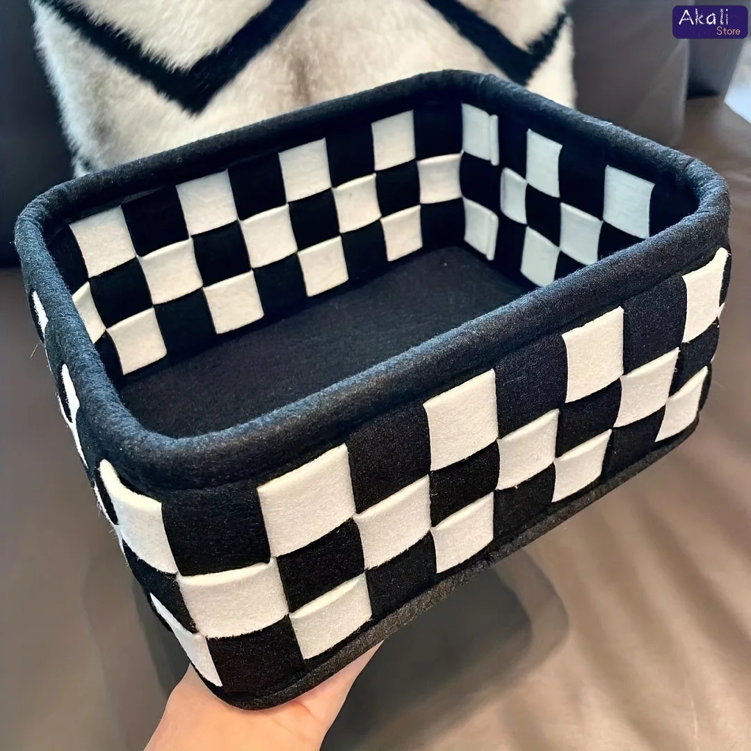 2026Black and White Checkered  - Home Decor Organizer ulasan dan harga