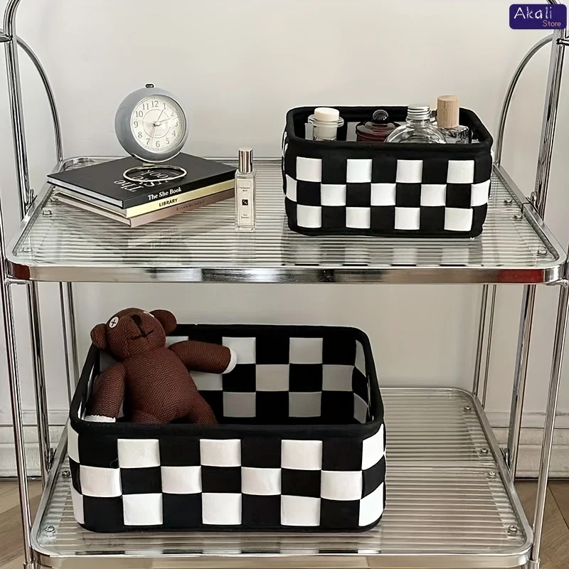 2026Black and White Checkered  - Home Decor Organizer ulasan dan harga