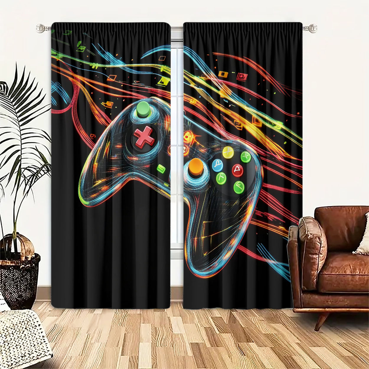 Neon Gaming Controller Curtain - Home Decor Youtube Videos ulasan dan harga