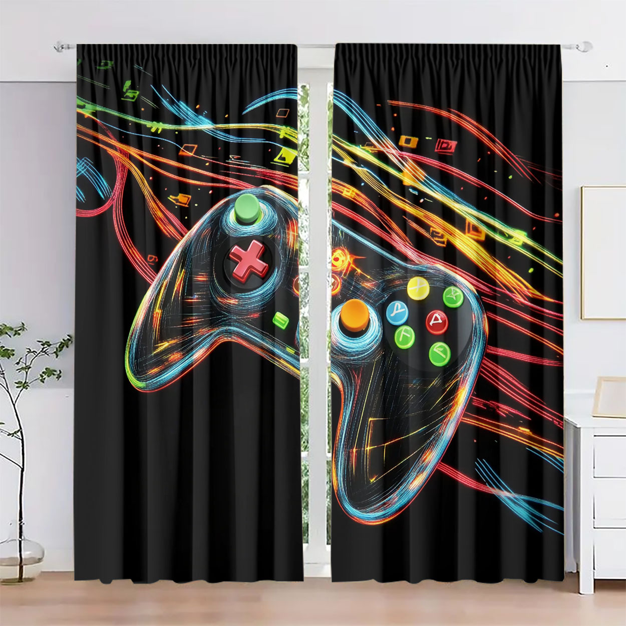 Neon Gaming Controller Curtain - Home Decor Youtube Videos ulasan dan harga